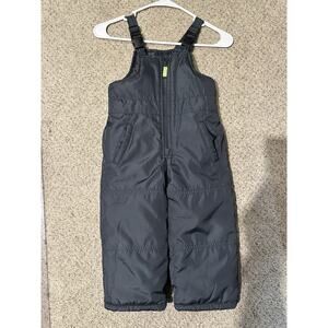 OshKosh Bgosh Snow Bib Pants Toddler 3T Black Insulated Overalls Winter